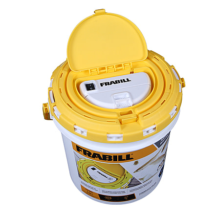 Frabill Fish Bait Bucket with Aerator Built-In Dual, White/Yellow, 1.3 Gallon, PMC4825