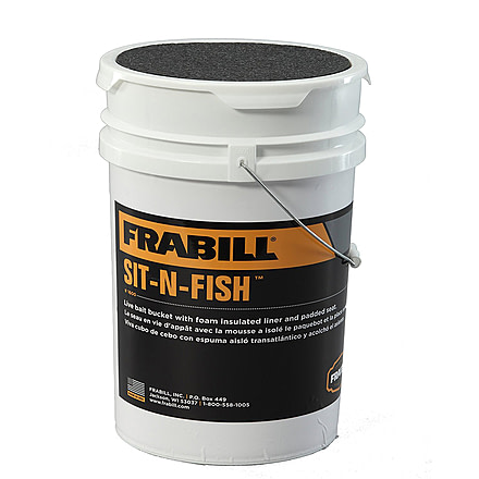 Frabill Sit-N-Fish Bucket, White, 6 Gallon, PMC1600
