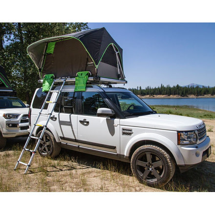 Freespirit Recreation Adventure Series Automatic Soft-Top 49in Roof Top Tent, Dark Grey Body/Blk Fly/Lt. Green Trim/Blk PVC Cover, RTAS49310