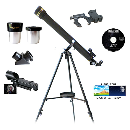 700mm X 60mm Refractor Telescope and Smartphone Photo Adapter Kit, Black