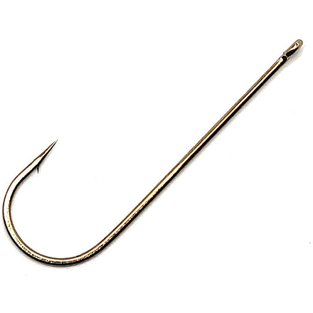 Gamakatsu 0 Aberdeen Hook, Needle Point, Long Shank, Light Wire, Ringed Eye, Bronze, Size 1, 10 per Pack, 9108, Bronze, 1, 09110