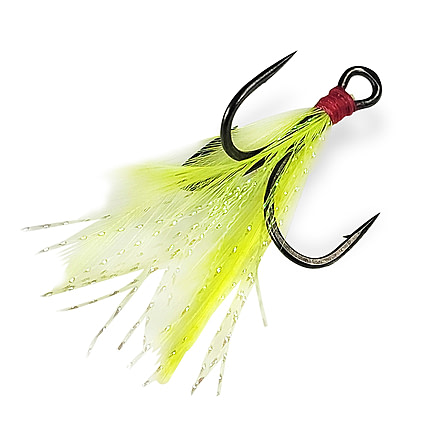 Gamakatsu Feathered Treble MH, size 6, Chartreuse/Tinsel, 417207-CT