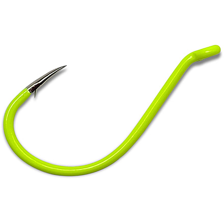 Gamakatsu Octopus Hook, Barbed, Needle Point Ringed Eye, Chartreuse, Size 1, 6 per Pack, 02610-C