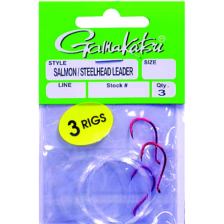 Gamakatsu Salmon/Steelhead Leader, Needle Point, Octopus, 15 lb, Red, Size 2/0, 3 Per Pack, 217312-15