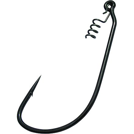 Gamakatsu Superline Worm Hook with Spring Lock, Needle Point, Extra WIde Gap, Ringed Eye, NS Black, Size 4/0, 3 per Pack, 296414
