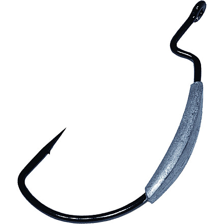 Gamakatsu Weighted Monster Hook, Needle Point, Extra Wide Gap, Ringed Eye, NS Black, Size 5/0, 3 per Pack, 283415-1/4