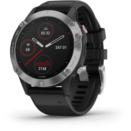 Garmin Fenix 6 Multisport GPS Smartwatch, Silver w/Black Band, 010-02158-00