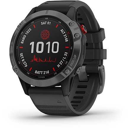 Garmin Fenix 6 Pro Solar Watch, Slate Gray with Black Band, 010-02410-14