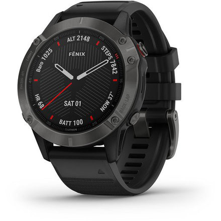 Garmin Fenix 6 Sapphire Multisport Fitness Watch, Gray w/Black Band, 010-02158-10