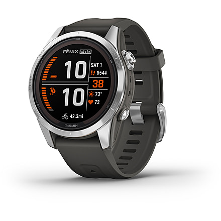 Garmin Fenix 7S Pro Solar Edition Silver with Graphite Band Watch, 010-02776-00