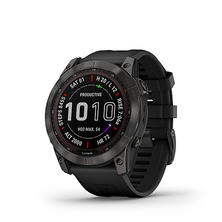 Garmin Fenix 7X Sapphire Solar Watch, Carbon Gray DLC Titanium Case, Black Band, 010-02541-10
