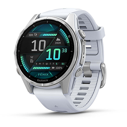 Garmin fenix 8 AMOLED 43mm GPS Watch, Silver with Whitestone Silicone Band, 010-02903-00