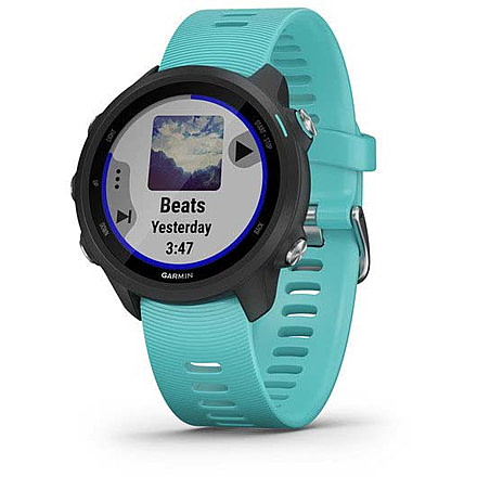 Garmin Forerunner 245 Music Running Watch, Black/Aqua, 010-02120-22