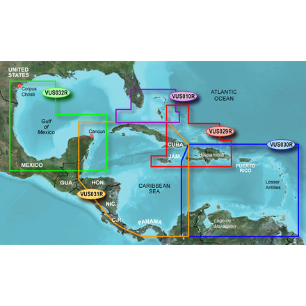 Garmin On The Water GPS Cartography BlueChart g2 Vision: Caribbean &amp; Central America Regular Map w/ Free S&amp;H