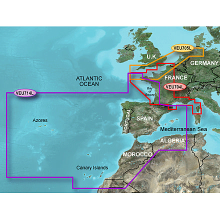 Garmin On The Water GPS Cartography BlueChart g2 Vision: Europe South Atlantic Coast Large Map w/ Free S&amp;H