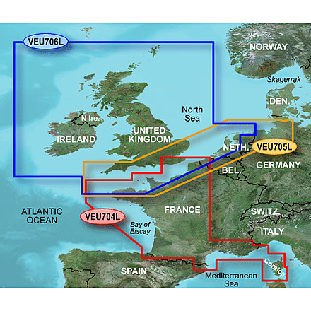 Garmin On The Water GPS Cartography BlueChart g2 Vision: UK/Ireland/France Large Map 010-C0853-00 w/ Free S&amp;H