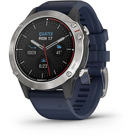 Garmin Quatix 6 Watch 47mm, w/Captain Blue Band, Gray, 010-02158-90