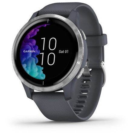 Garmin Venu GPS Smartwatch, Granite Blue/Silver, 010-02173-01
