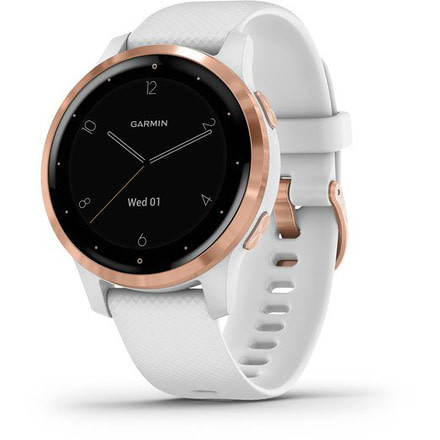 Garmin Vivoactive 4S GPS Smartwatch, White/Rose Gold, 010-02172-21