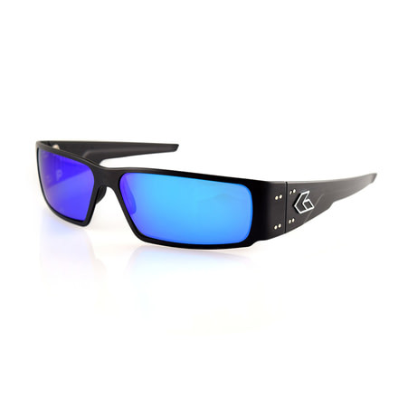 Gatorz OCTANE Sunglasses, Black Frame, Smoked Polarized W/Blue Mirror Lens, Polarized, OCTBLK01P-B