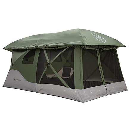 Gazelle T4 Tandem Hub Tent, Easy 90 Second Set-Up, Waterproof, UV Resistant, Convertible Screen Room, Removable Floor, Ample Storage Options, 4-8 Person, Alpine Green, 4-8 Person, GT450GR