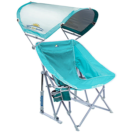 GCI Outdoor Pod Rocker with SunShade Beach Chair, Seafoam Green, podrockerwsunshbeachchair