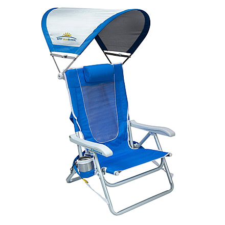GCI Outdoor SunShade Backpack Beach Chair, Saybrook Blue, sunshadebackpackbeachchair