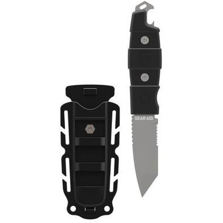 Gear Aid Kotu Tanto Survival Knife w/ Quick Release Sheath and Removable Belt Clip, Titanium-coated 3in Blade, Acetal Handle, Black MCN 62040