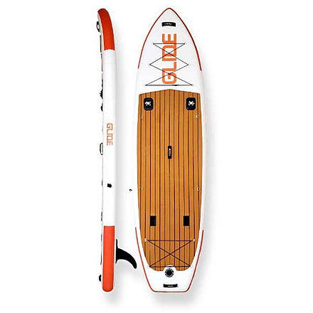 Glide Angler Inflatable Paddle Board, White/Brown/Red, 11ft X 36in X 6in, o2-ANGL