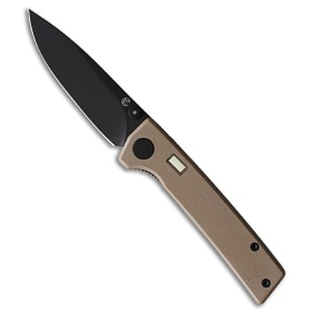 Glow Rhino Glow Rhino Fermi Liner Lock Knife Tan G-10 + Tritium Thumb Stud 3" Black, Tan, D2, adult, BHQ-200870