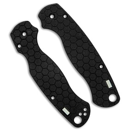Glow Rhino Glow Rhino Spyderco Paramilitary 2 Honeycomb Black G-10 Scales - Green Tritium, Black, adult, BHQ-125746