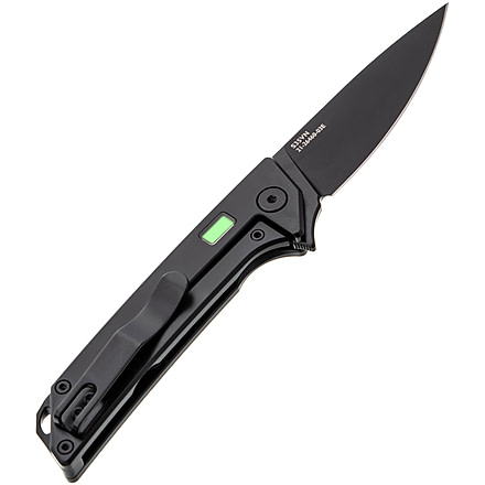 Glow Rhino Reactor EDC 2.9in Knife, Black PVD Titanium Scales with Black PVD S35VN Blade and Green Tritium, Drop Point, KNIFE-101-TiPVD-S35VNPVD-XG
