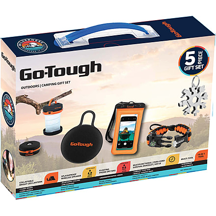 Go-Tough 5 Piece Camping Gift Set - Wireless Speaker, Collapsible Tent Lantern, Phone Pouch, Watch, Snowflake Tool, Multicolor, Small, GT7085