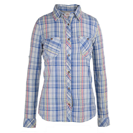 Zuma Plaid Shirt With Convertible Sleeve - Womens-Indigo-Large