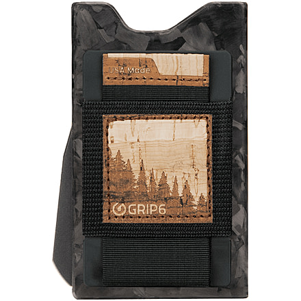 Grip6 Forged Carbon Fiber No Loop Wallet w/Cork Wingman, Carbon, WLT-NEW-FCB-NP-RCRK