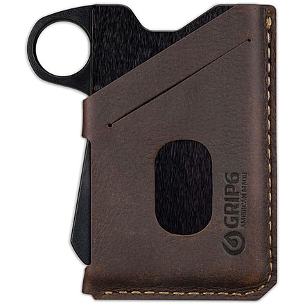 Grip6 Wallet Black w/Brown Leather Sleeve w/Loop, WLT-NJA-LP-BRNL