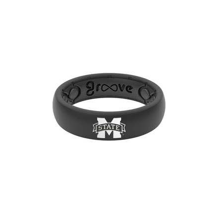 Groove Life Thin - Collegiate Mississippi State Silicone Ring, Black, 10 TGV-RNG-TN-CL-MSST-BK-10
