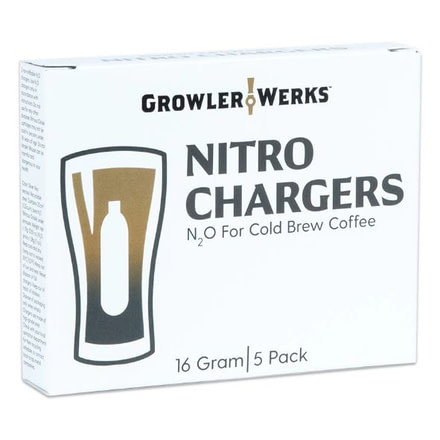 GrowlerWerks N2O Chargers /Box of 5, Silver, 16 grams each, GWA1011-16-05