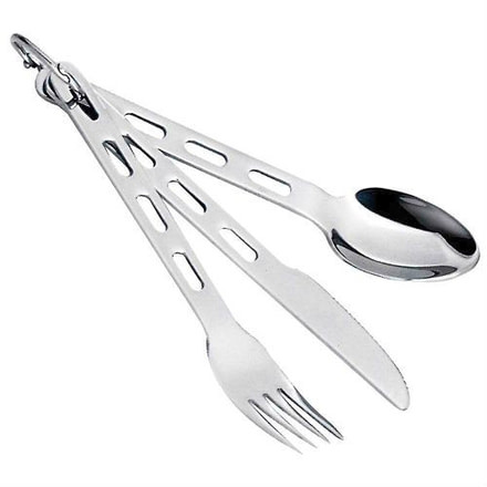 GSI Glacier Stainless Cutlery Set, 3 Pc, Silver, Stainless Steel, 2 Year MFG Warranty, GSI-61003