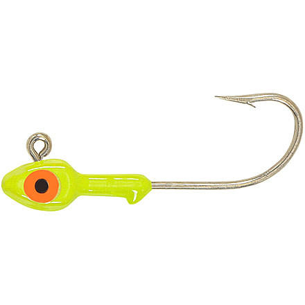 H&amp;H Lure Company Double Eye SW Jighead 1/8 oz, 1/0 Hook, Chartreuse 10/Pack, D1810-05