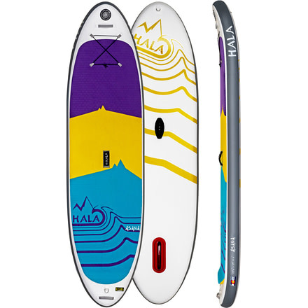 Hala Asana Inflatable Sup Board, w/Backcountry Comfort Rolling Backpack, Rival Aluminum Travel Paddle, Medium, BD17RA01
