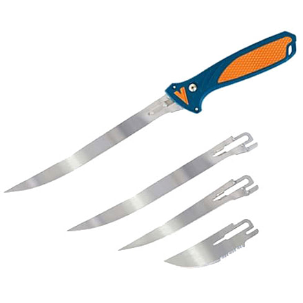 Havalon Talon Fish Interchangeable Fixed Blade Knife Set, 4 Blades, Roll-Pack, Clam Pack, Blue/Orange, XTC-TF