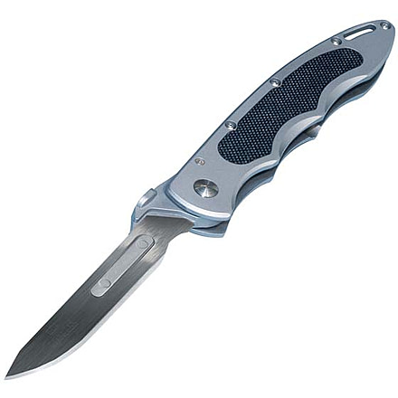 Havalon Piranta-Original Folding Knife, 2.75in, Stainless Skinner Blade, Box, Silver/Black, XTI-60AKNP
