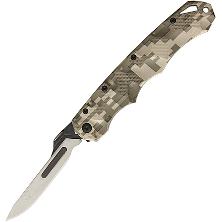 Havalon Piranta Stag Linerlock Camo Folding Knife, 2.75in Satin SS Blade, Digital Camo Sculpted Polymer Handle, Thumb Stud, Pocket Clip, XTI-60ASTAGGCAM