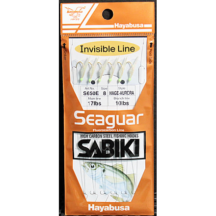 Hayabusa Hage Fish Skin Aurora Finish 6-Hook Seaguar Sabiki Rig, 1 Pc, S-650E-10