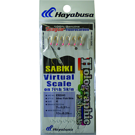 Hayabusa SS075 Battle Sabiki Flasher Fishing Rig - 6 Hooks With Shin Mackerel Skin, Size 12-4