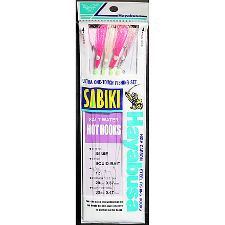 Hayabusa Squid-Bait Sabiki Rig Size 12 2Us 4 Hooks Heavy Leader, S-530E-12