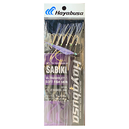 Hayabusa Uv Mackerel Skin Sabiki, Main 28Lb And Branch 21Lb Test Line, Size 14, 6 Hooks, EX129-14
