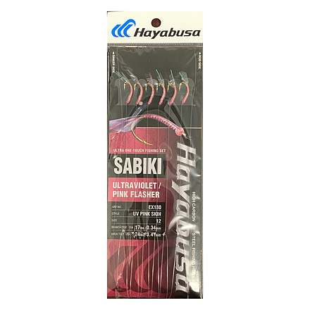 Hayabusa Uv Pink Skin Sabiki, Main 24Lb And Branch 17Lb Test Line, Size 12, 6 Hooks, EX130-12