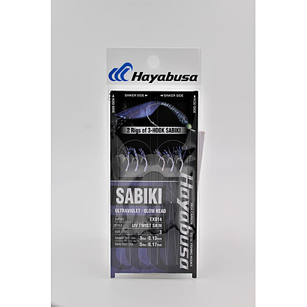 Hayabusa Uv Twist Skin 3-Hook Sabiki, 2 Rigs, 1Pc, Size 3, EX014-3